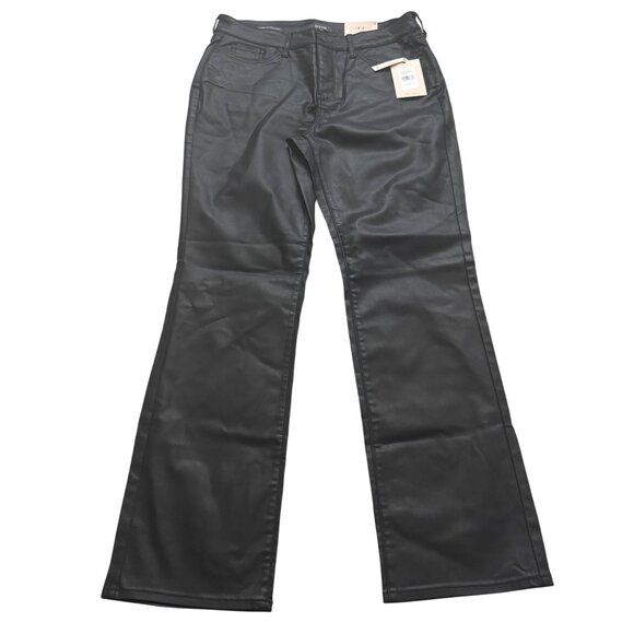 NYDJ Marilyn Straight Black Coated Lift Tuck Womens leather Pants Size 12 new - Picture 4 of 16